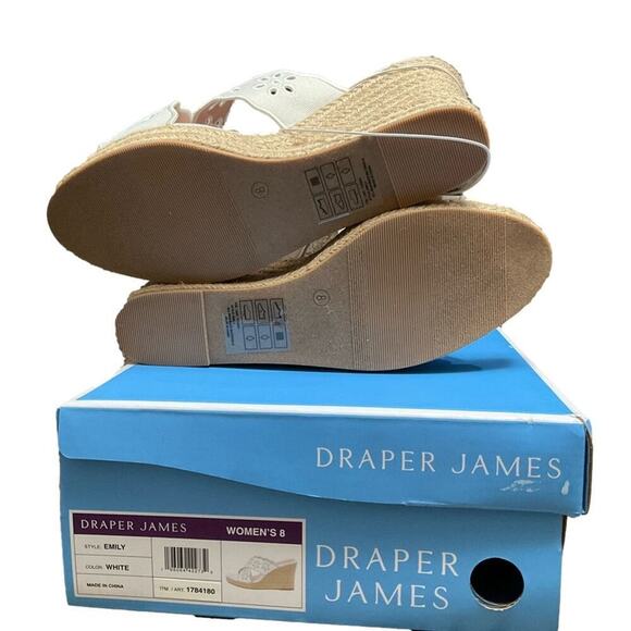 Draper James White Wedge Eyelet Fabric Sandal Ladies Heel Size 8 NIB - Picture 5 of 12